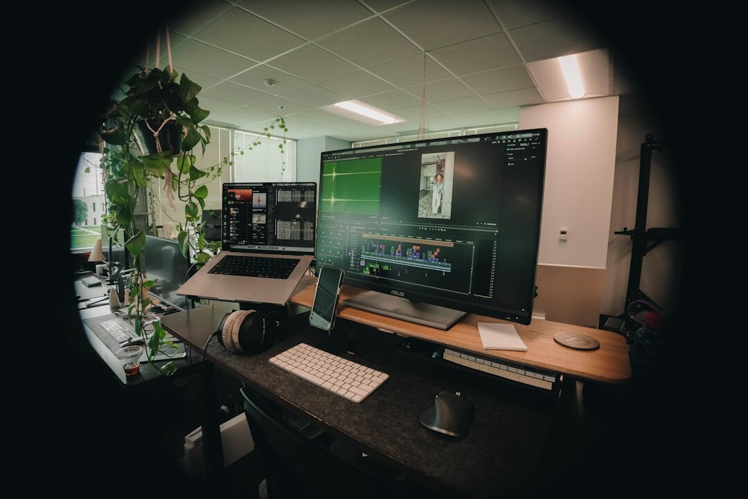 video editor at desk