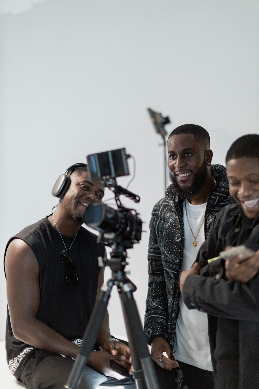 creative team reviewing footage