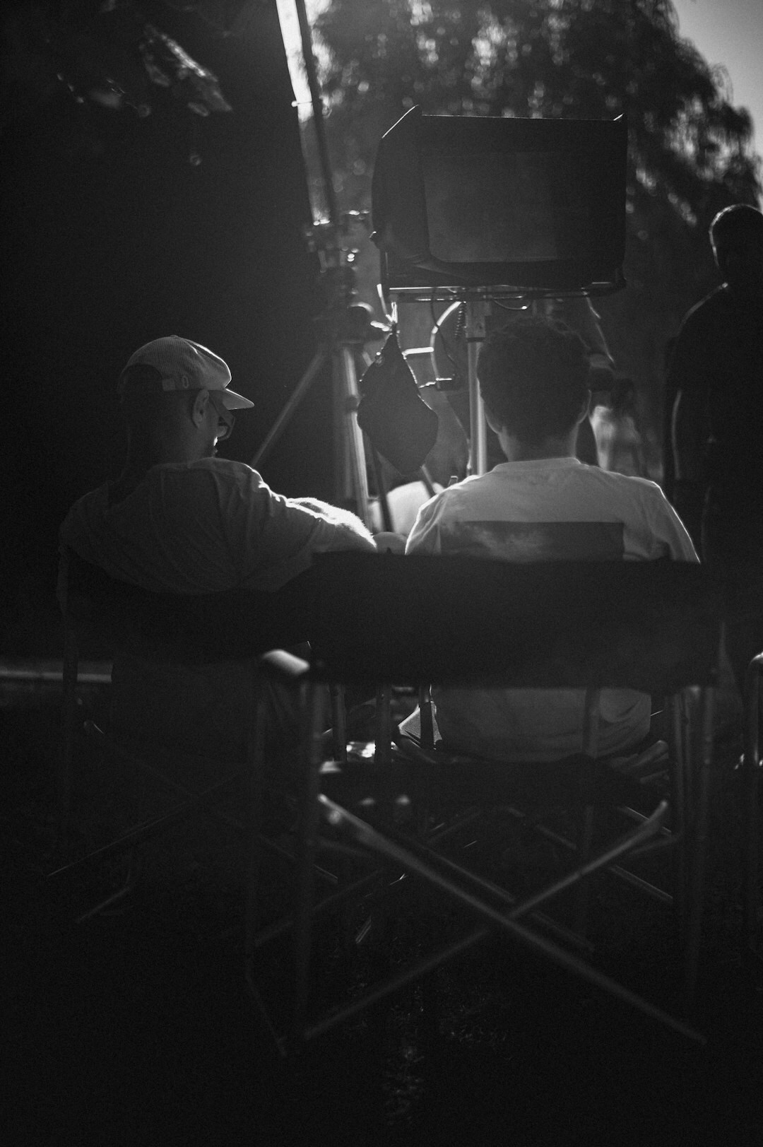filmmaker with lighting setup